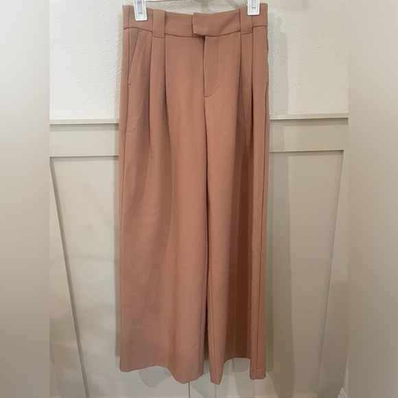Abercrombie and Fitch Tan Wide-Leg Pleated Trousers XS - Picture 1 of 6